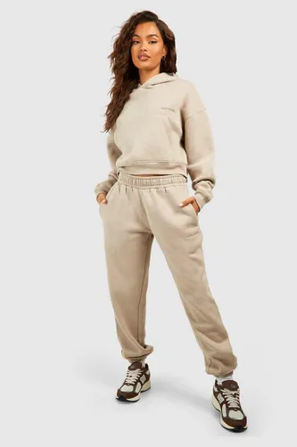 Womens Dsgn Studio Embroidered Cropped Hooded Tracksuits - Beige - Xl, Beige