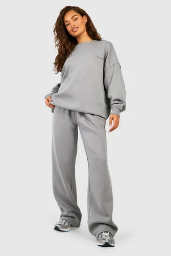 Womens Dsgn Studio Embroidered Sweatshirt And Straight Leg Jogger Tracksuit - Grey - Xl, Grey