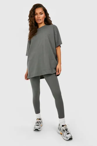 Womens Dsgn Studio Oversized T-Shirt And Legging Set - Grey - S, Grey