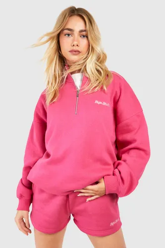 Womens Dsgn Studio Script Oversized Half Zip Sweatshirt - Pink - S, Pink