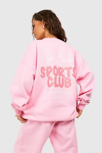 Womens Dsgn Studio Sports Bubble Slogan Oversized Sweatshirt - Pink - Xl, Pink