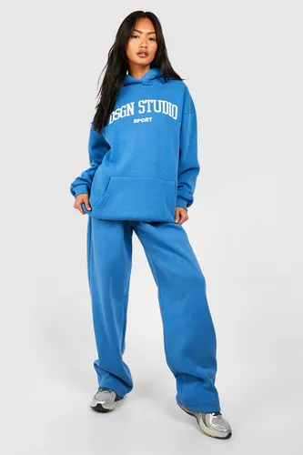 Womens Dsgn Studio Sports Slogan Oversized Hooded Tracksuit - Blue - S, Blue