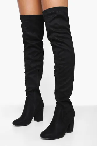 Womens Eloise Block Heel Thigh High Boots - Black - 3, Black