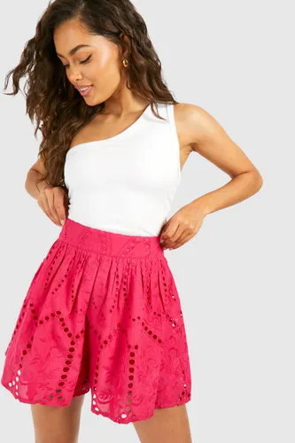 Womens Embroidery Short - Pink - 8, Pink