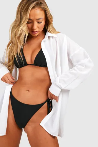 Womens Essentials Chiffon Oversized Beach Shirt - White - S, White
