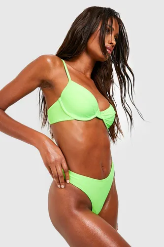 Womens Essentials High Leg Thong Bikini Brief - Green - 6, Green
