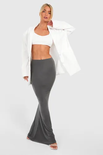 Womens Fishtail Slinky Maxi Skirt - Grey - 12, Grey