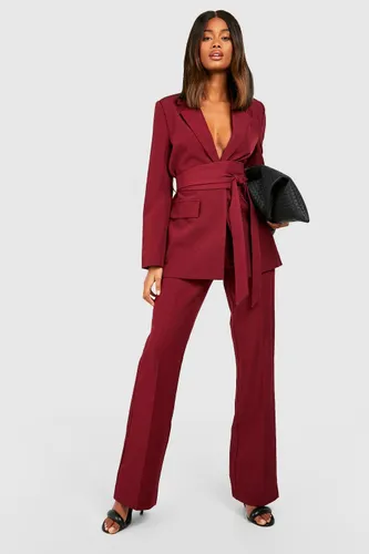 Womens Fit & Flare Tailored Trousers - 14, Red