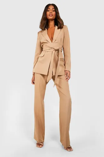 Womens Fit & Flare Tailored Trousers - Beige - 6, Beige