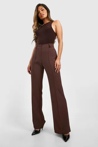 Womens Fit & Flare Tailored Trousers - Brown - 6, Brown