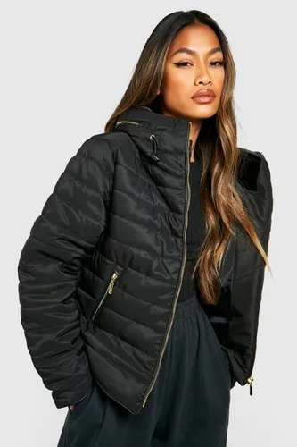 Womens Fitted Quilted Jacket - Black - 8, Black