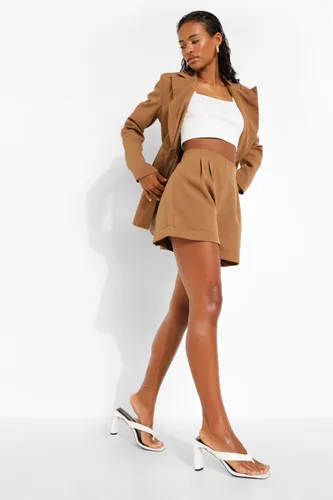 Womens Fitted Tailored Shorts - Beige - 10, Beige