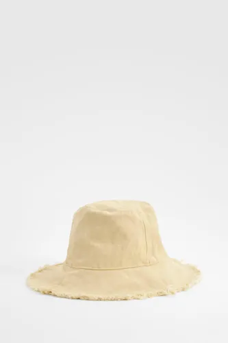 Womens Frayed Edge Bucket Hat - Beige - One Size, Beige