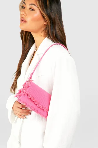 Womens Frayed Edge Shoulder Bag - Pink - One Size, Pink