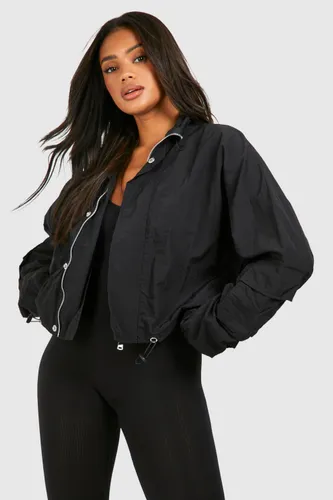 Womens Funnel Neck Toggle Detail Jacket - Black - S, Black