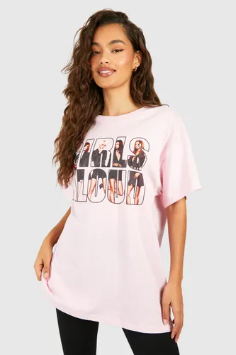 Womens Girls Aloud License Oversized T-Shirt - Pink - S, Pink