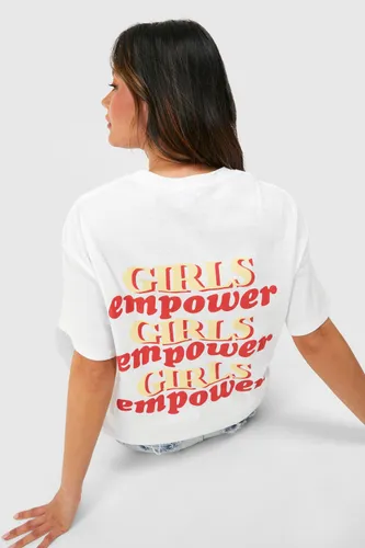 Womens Girls Empower Girls Back Printed Oversized T-Shirt - White - S, White