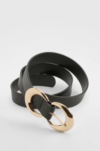 Womens Gold Double Ring Belt - Black - One Size, Black