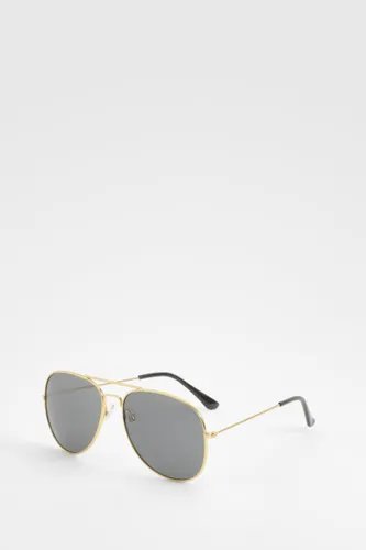 Womens Gold Frame Aviator Sunglasses - One Size, Gold