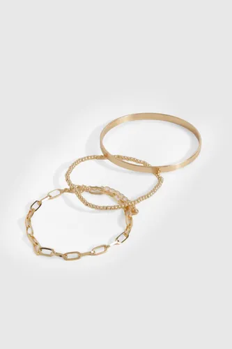 Womens Gold Layered Bangle Multipack - One Size, Gold