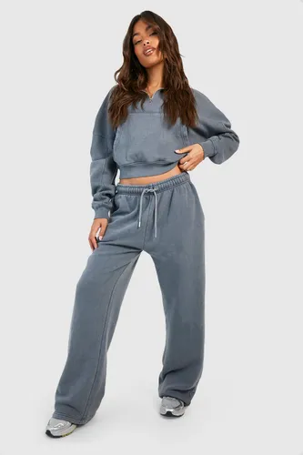 Womens Half Zip Sweatshirt And Straight Leg Jogger Tracksuit - Grey - Xl, Grey