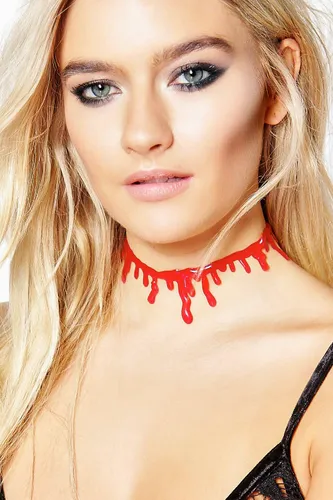 Womens Halloween Blood Choker Necklace - Red - One Size, Red