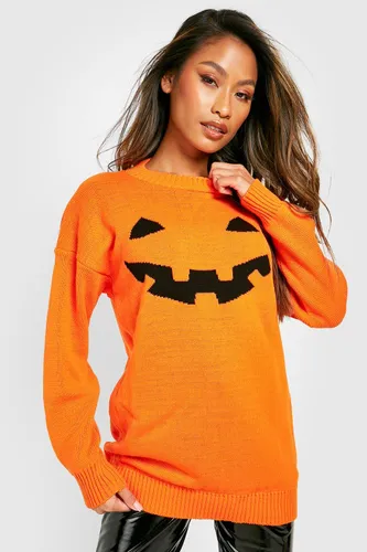 Womens Halloween Pumpkin Jumper - Orange - S, Orange