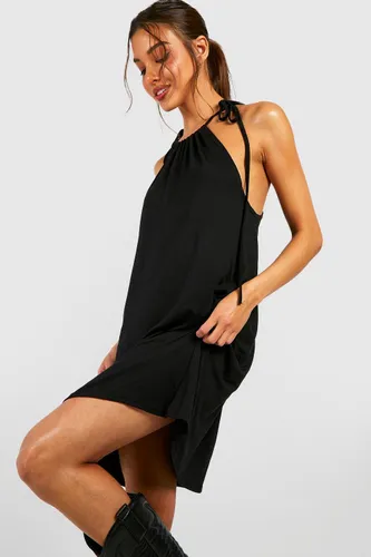 Womens Halter Mini Dress - Black - 10, Black