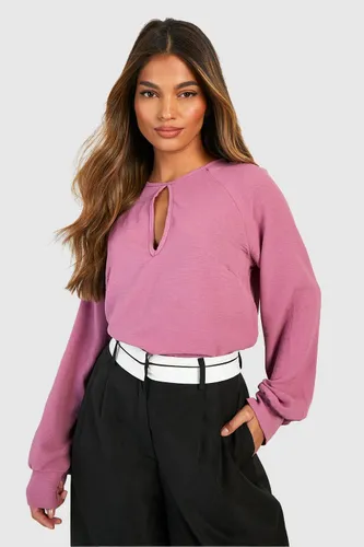 Womens Hammered Volume Sleeve Blouse - Pink - 6, Pink