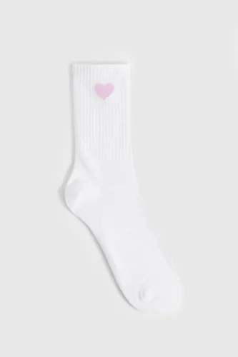 Womens Heart Detail Single Sock - Pink - One Size, Pink