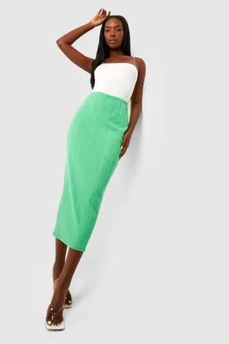Womens Heavy Bandage Tube Midaxi Skirt - Green - 8, Green