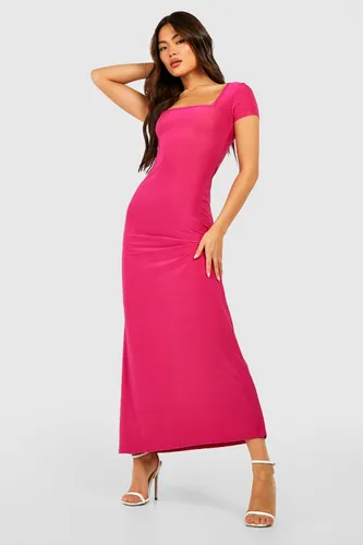 Womens Heavy Soft Touch Cap Sleeve Maxi Dress - Pink - 12, Pink