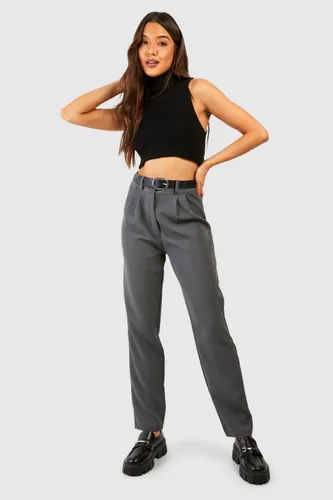 Womens High Waist Tapered Tailored Suit Trousers - Grey - 16, Grey