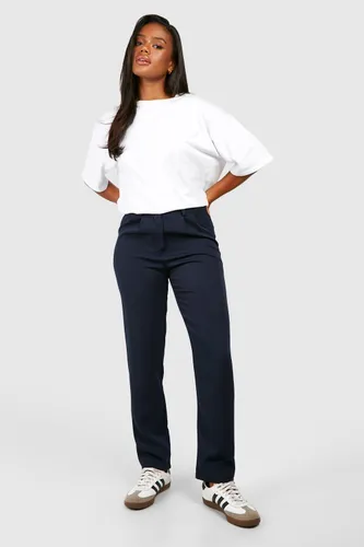 Womens High Waist Tapered Tailored Suit Trousers - Navy - 8, Navy