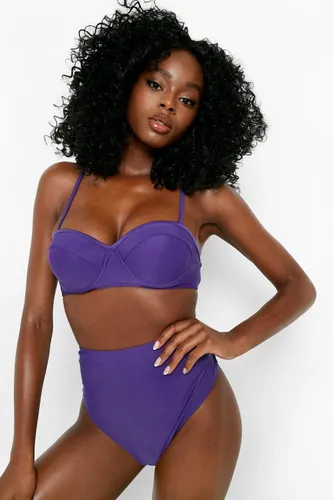 Womens High Waisted Bikini Brief - Purple - 6, Purple