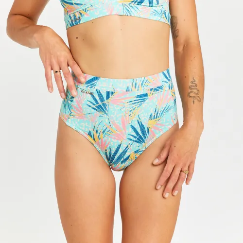 Women's High-waisted Briefs Swimsuit Bottoms - Rosa Leoplant Turquoise