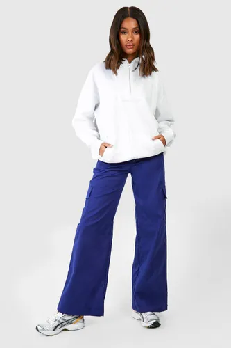 Womens High Waisted Straight Fit Cargo Trousers - Navy - 6, Navy
