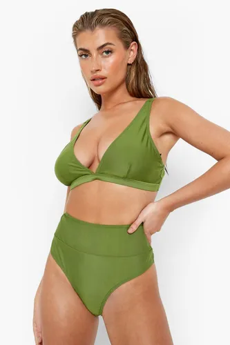 Womens High Waisted Thick Waistband Bikini Brief - Green - 6, Green