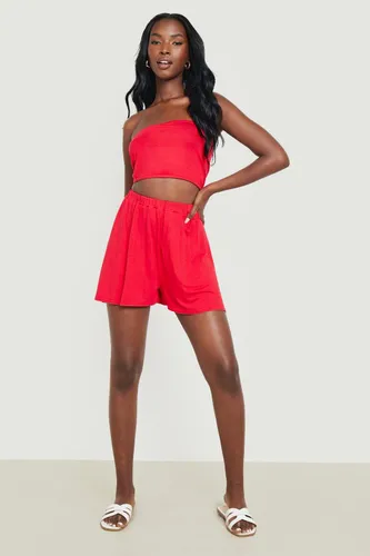 Womens Jersey Bandeau & Flippy Shorts - Red - 8, Red