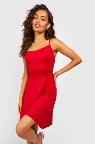 Womens Jersey Basic Swing Dress - Red - 10, Red
