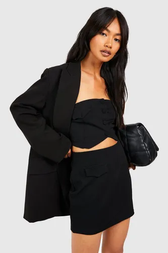 Womens Jersey Crepe Bandeau & Wrap Mini Skirt - Black - 6, Black