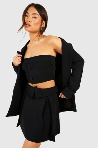 Womens Jersey Crepe Fold Over Waistband Mini Skirt - Black - 10, Black