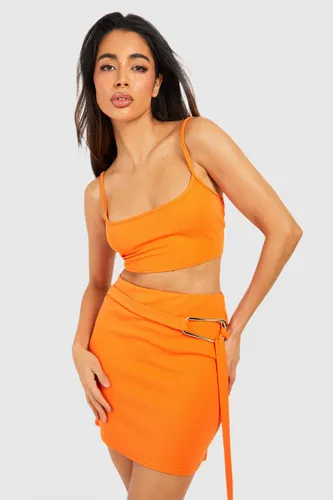 Womens Jersey Crepe Mini Skirt - Orange - 14, Orange