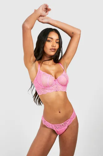 Womens Lace Detail Brief - Pink - L, Pink