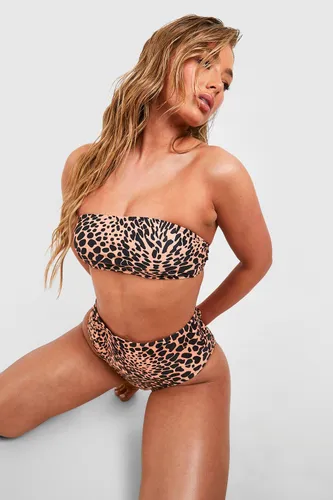Womens Leopard Bandeau Bikini Top - Multi - 6, Multi