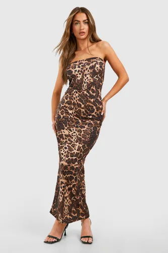 Womens Leopard Bandeau Maxi Dress - Multi - 8, Multi