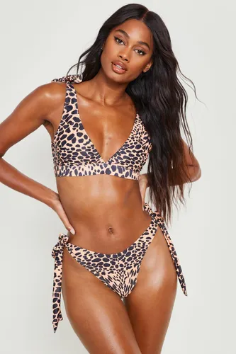 Womens Leopard Tie Side Bikini Brief - Multi - 6, Multi