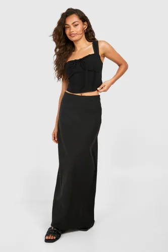 Womens Linen Maxi Skirt - Black - 6, Black