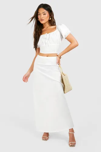 Womens Linen Maxi Skirt - White - 6, White