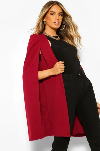 Womens Longline Tailored Jersey Crepe Cape - 6, Red
